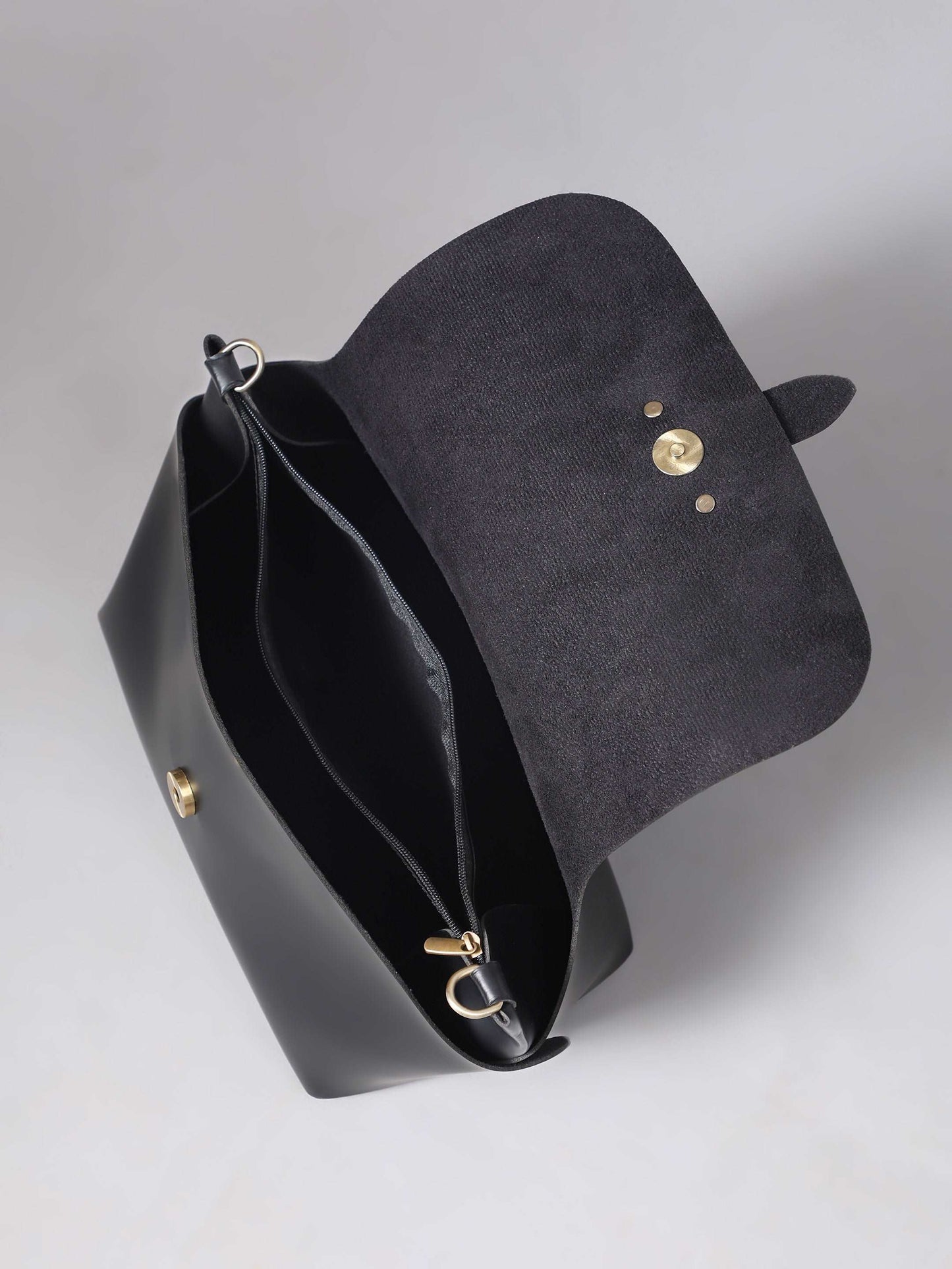 GREY ABSTRACT STRAP SLING BAG- BLACK (WITH EMBROIDERED HANDLE)