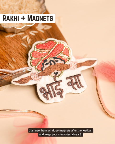 Embroidered Rakhi Magnet - Hindi Bhai Sa