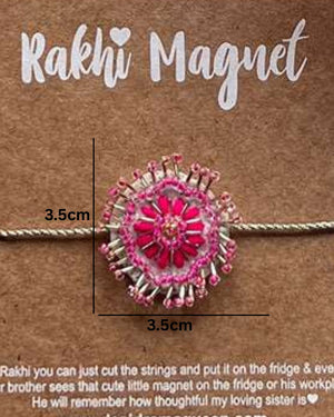 Embroidered Rakhi Magnet - Pink Blossom