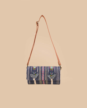 Sling Cum Clutch Bag – Grey Embroidered
