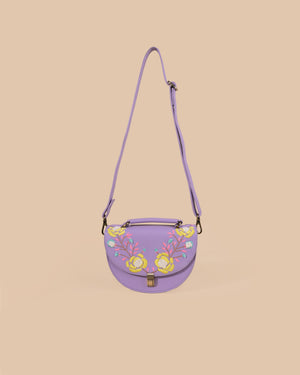 Rexine Floral Purple Sling Bag