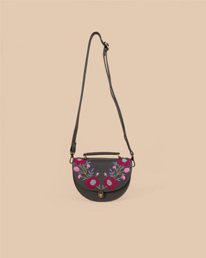 Rexine Floral Grey Sling Bag