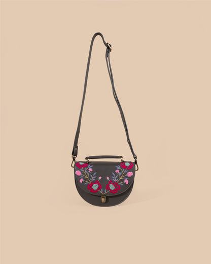 REXINE FLORAL GREY SLING BAG