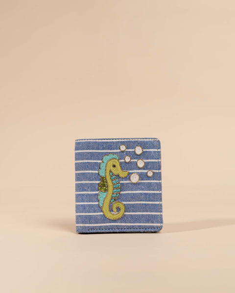 Seahorse - Snap button Wallet (Embroidered )