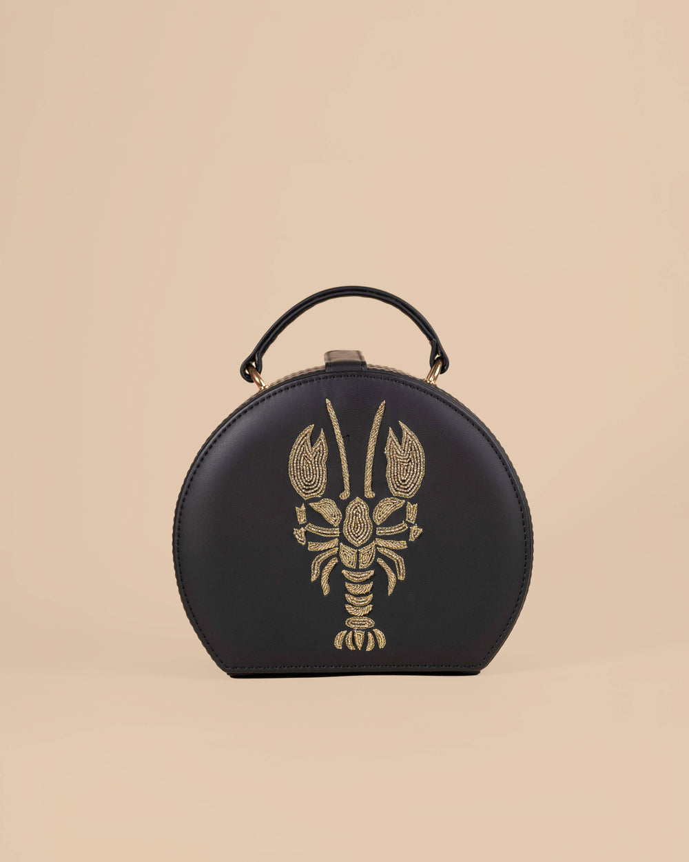 Elegant black sling with lobster embroidery in zari and bead embellishment