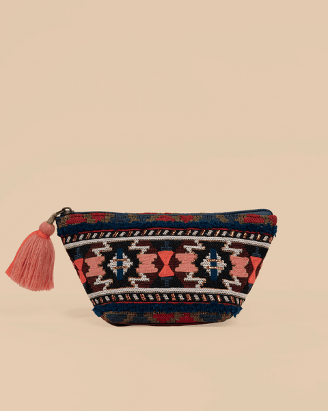 Aztec Makeup Pouch Orange Embroidery