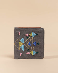 Grey Abstract - Snap Button Wallet - Beadwork