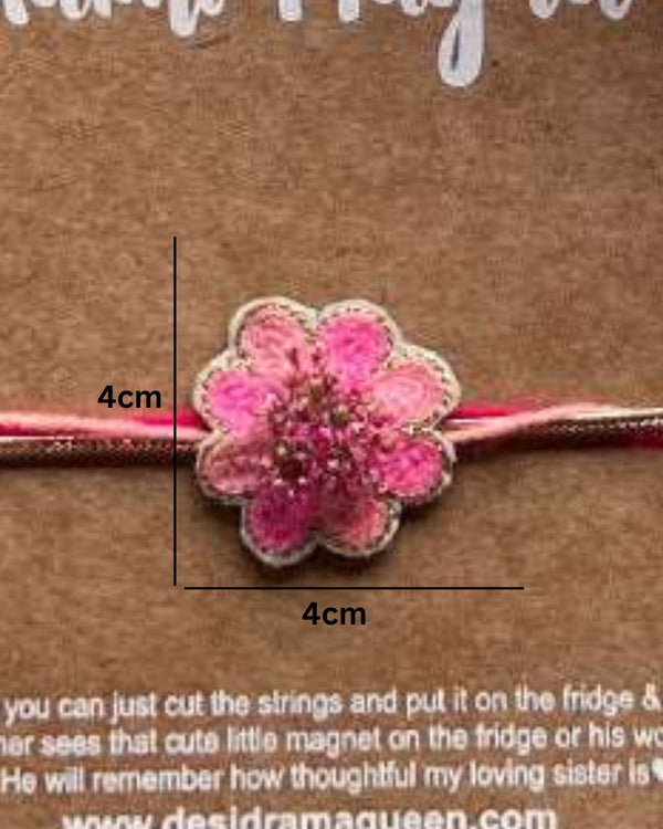 Embroidered Rakhi Magnet - Pink Bloom