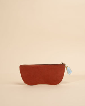 Hand-embroidered floral spectacle pouch in Clara Rust – stylish and functional glasses cover