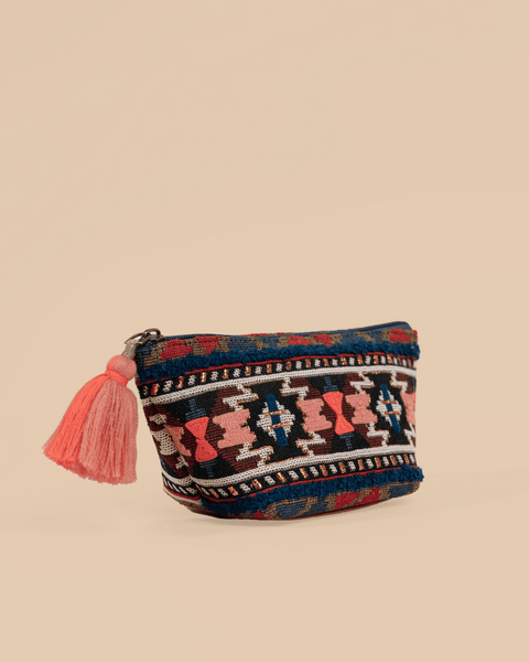 Aztec Makeup Pouch Orange Embroidery