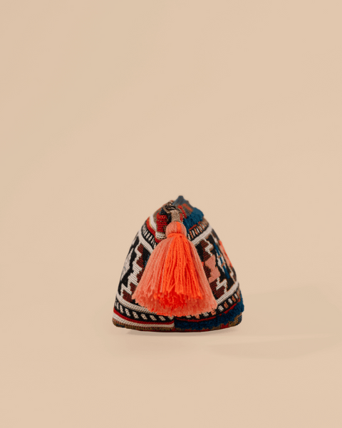 Aztec Makeup Pouch Orange Embroidery