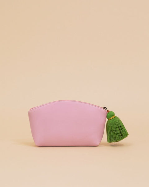 Avocado Embroidered Makeup Pouch – Pink Handmade Travel Bag