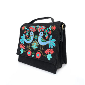Bird Sling Bag-Black (Embroidered)