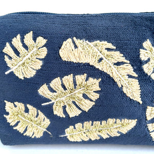Gold Leaves Makeup Pouch