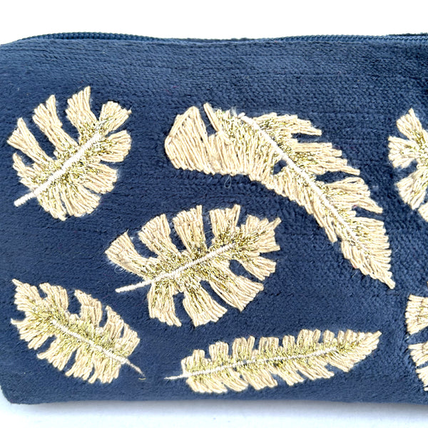 Gold Leaves Makeup Pouch