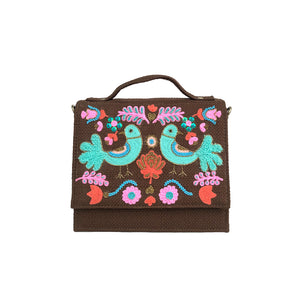 Bird Sling Bag-Brown (Embroidered)