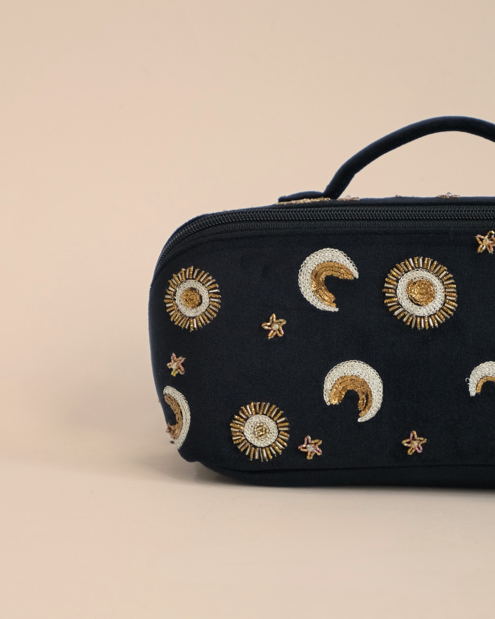 Black Moon Star Makeup Bag – Astrology-Inspired Beauty Case