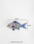 Handmade fish brooch with blue embroidery and bead scales