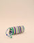 Sunglass cover with vibrant striped embroidery in green, pink, blue, and yellow, handmade pouch for sunglasses and accessories.