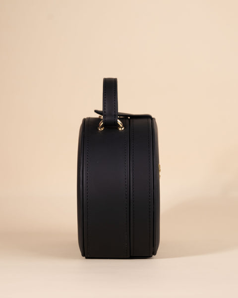 Women's box sling bag with leopard embroidery and gold-finish fittings