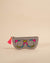 Grey hand-embroidered sunglass cover with multicolor threadwork – quirky daily-use chashma pouch