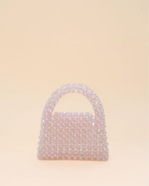 Rainbow beaded mini tote purse, lightweight fashion bag for women.