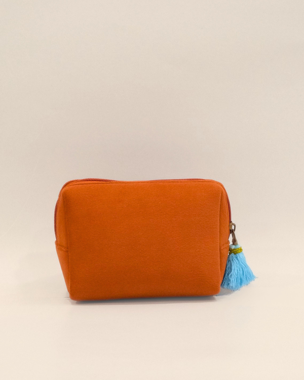 Miraaya Orange Cherry Name Pouch – Personalized Embroidered Makeup & Accessory Pouch