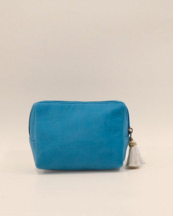 Tarishi Blue Cherry Name Pouch – Personalized Embroidered Makeup & Accessory Pouch
