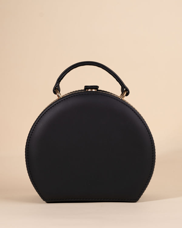 Lobster-themed sling bag in black with hand-embroidered bead and zari details