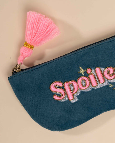 Stylish chasma pouch featuring intricate handwork, machine embroidery, and neon details