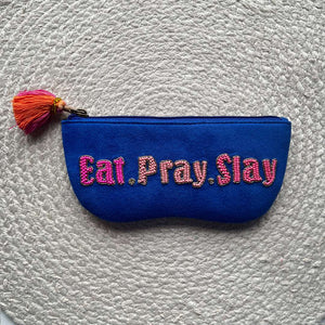 sunglass case, sunglass cover, spectacle cases, quirky gifts, "Hand embroidered sunglass pouch with beads - colorful specs case from India"