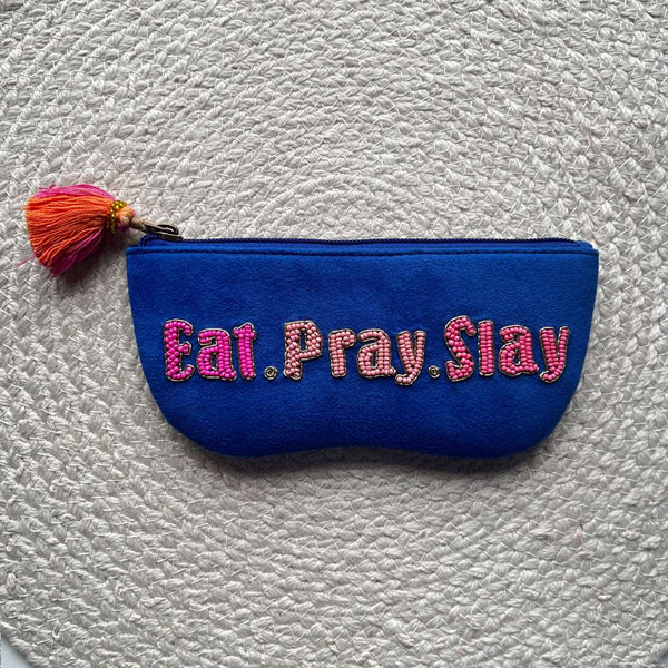 sunglass case, sunglass cover, spectacle cases, quirky gifts, "Hand embroidered sunglass pouch with beads - colorful specs case from India"