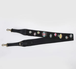 Evil Eye Strap Sling Bag - Black (With Embroidered Handle)