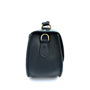 Rexine Floral Black Sling Bag
