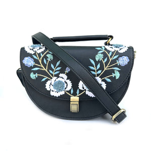 Rexine Floral Black Sling Bag