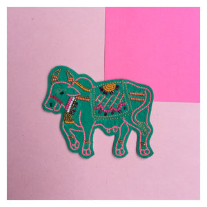 Handmade embroidered Rakhi Magnet – Cow - Fridge Magnet
