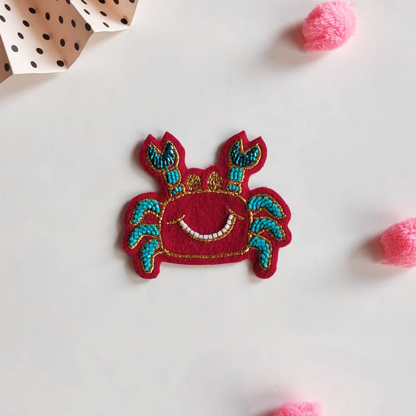Handmade embroidered Rakhi Magnet – Crab - Fridge Magnet
