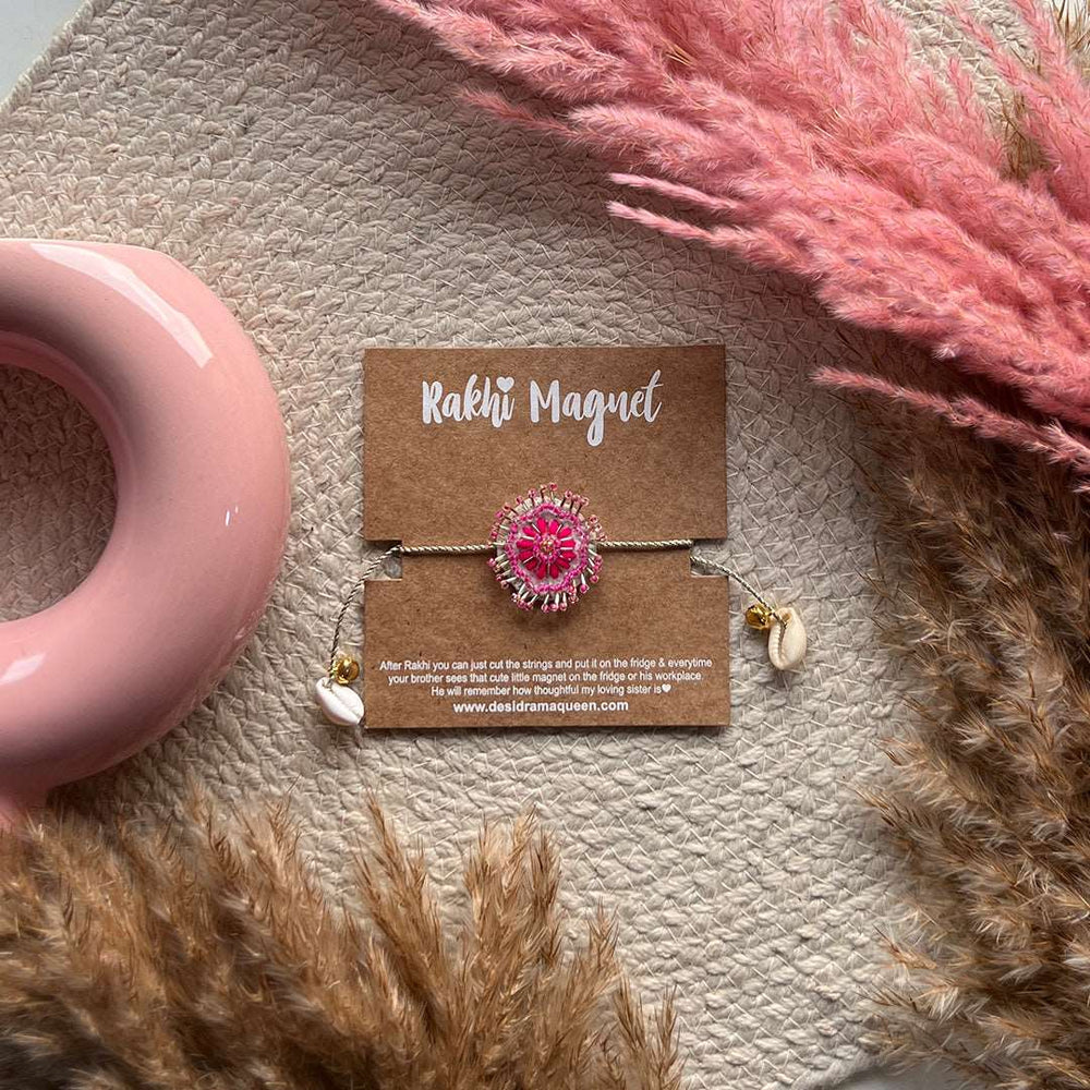Embroidered Rakhi Magnet - Pink Blossom