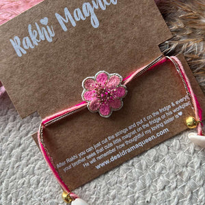 Embroidered Rakhi Magnet - Pink Bloom