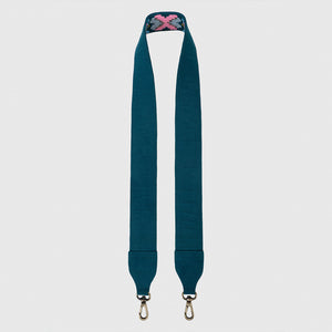Sling Bag Brown with GeoPop Teal Embroidered Strap