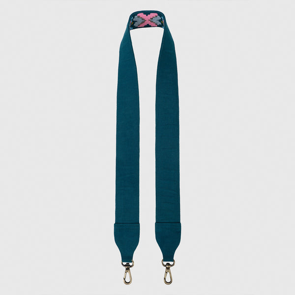 Sling Bag Brown with GeoPop Teal Embroidered Strap