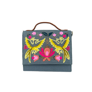 Bird Sling Bag-Grey (Embroidered )