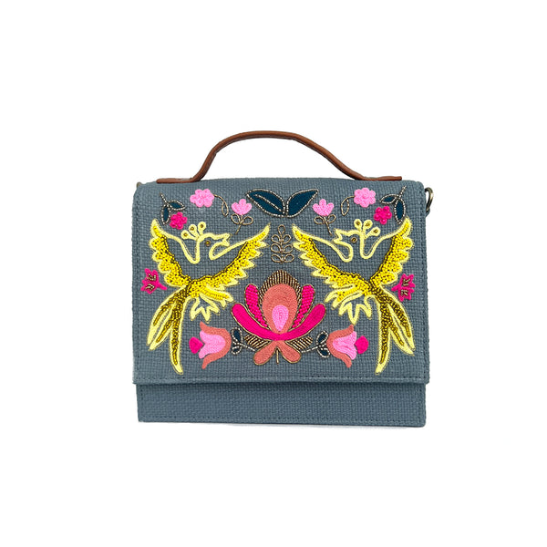 Bird Sling Bag-Grey (Embroidered )