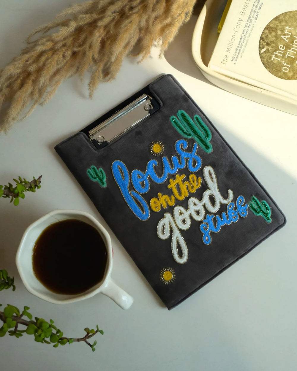 Focus On The Good Stuff - Embroidered Reusable Journals