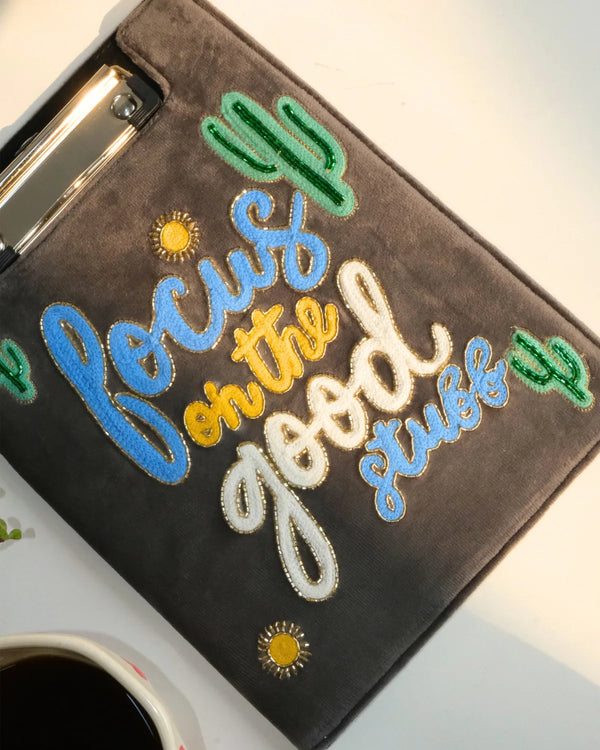Focus On The Good Stuff - Embroidered Reusable Journals