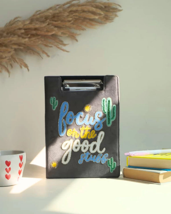 Focus On The Good Stuff - Embroidered Reusable Journals