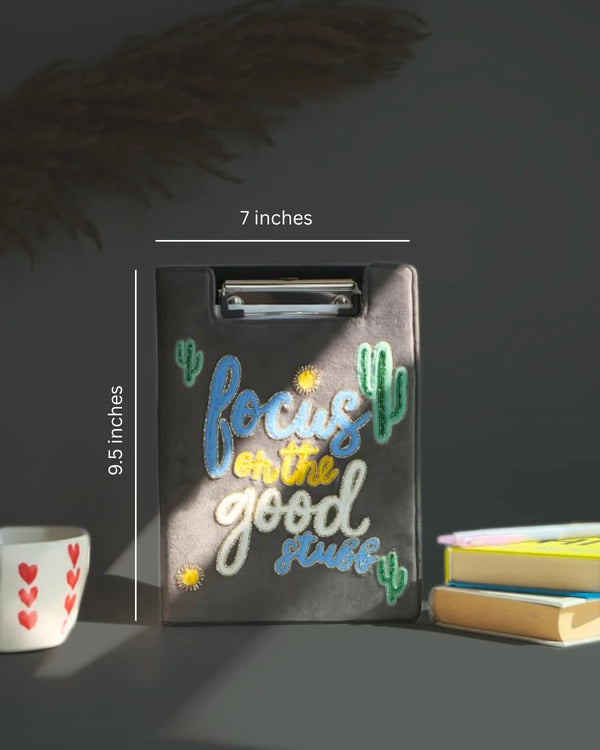 Focus On The Good Stuff - Embroidered Reusable Journals