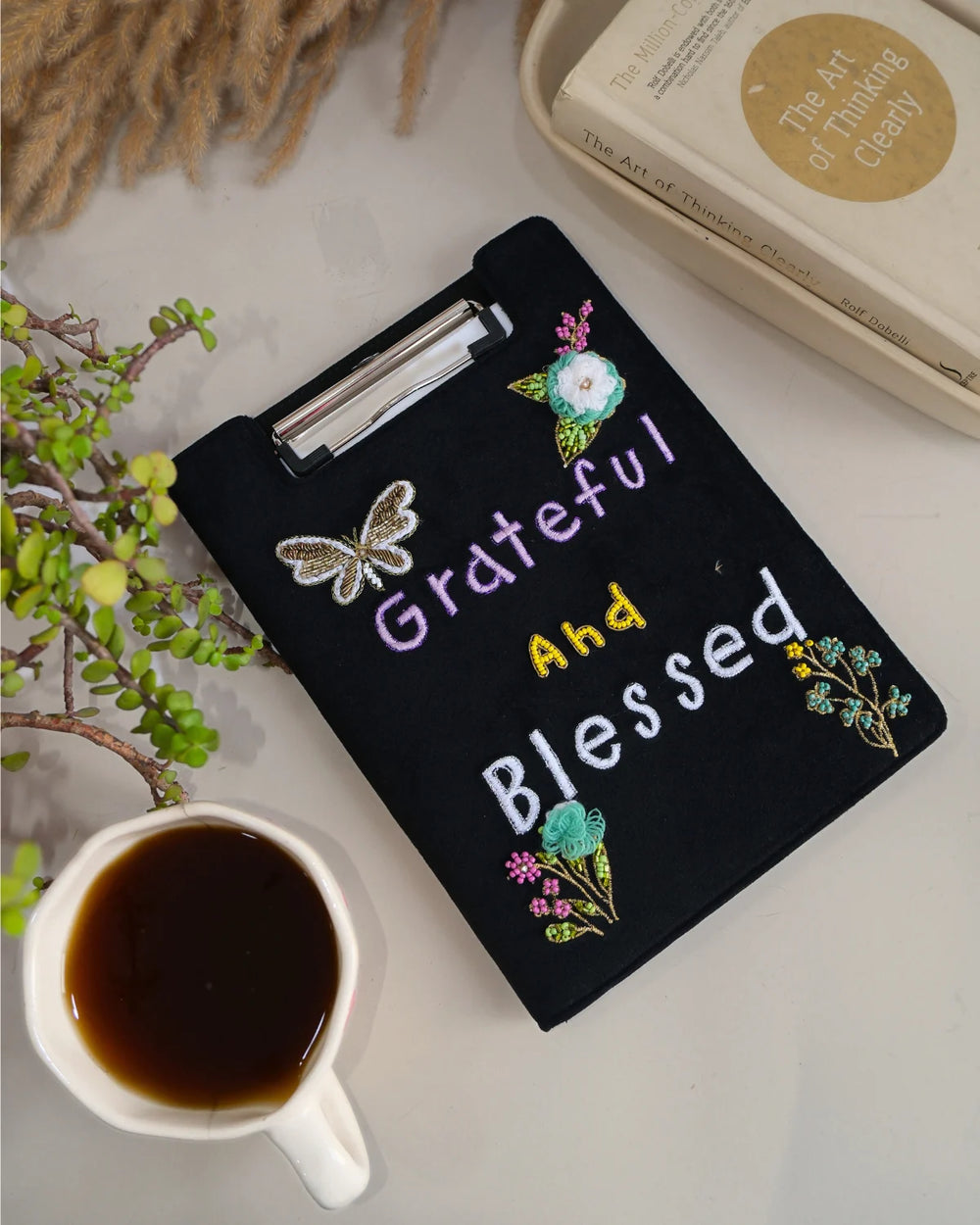 Greatful And Blessed - Embroidered Reusable Journals