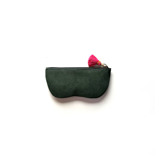 Quirky pink glasses pouch with detailed floral threadwork – handmade Clara Pink sunglass cover