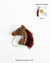 Handcrafted horse brooch with intricate bead embroidery, maroon mane, and detailed equestrian design.